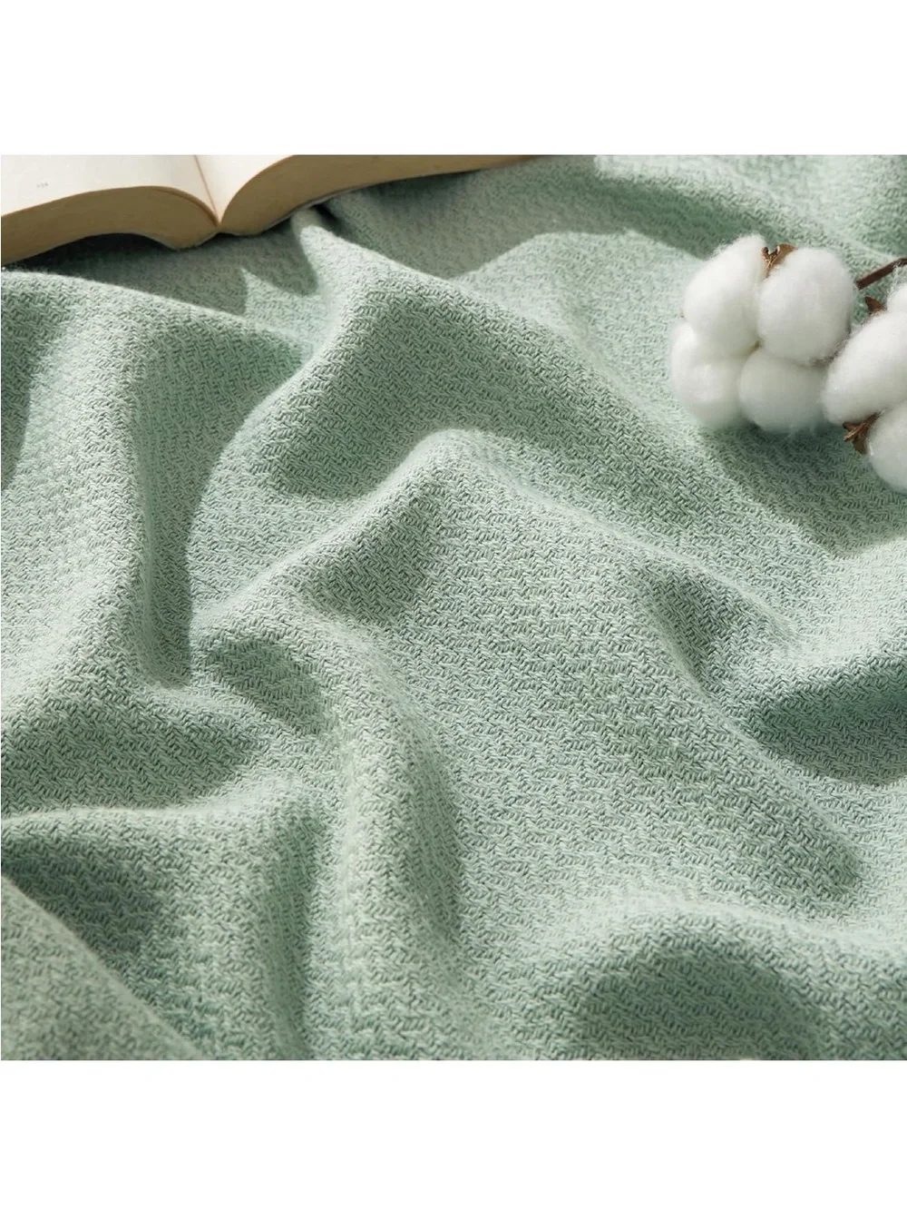 NEW Bedsure GentleSoft 100% Cotton Blanket. Breathable, Lightweight, Herringbone